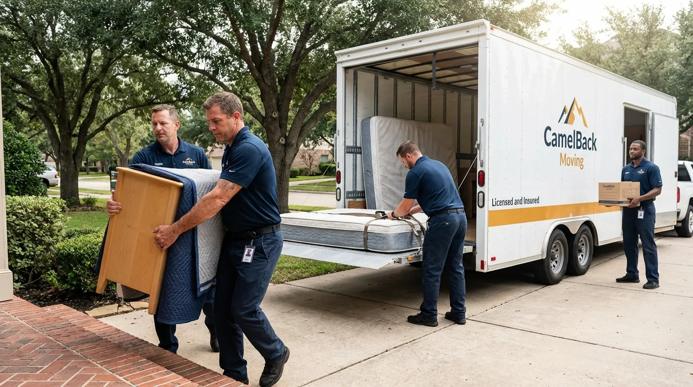 Crew loading residential truck for cross-state move from Downers Grove, IL